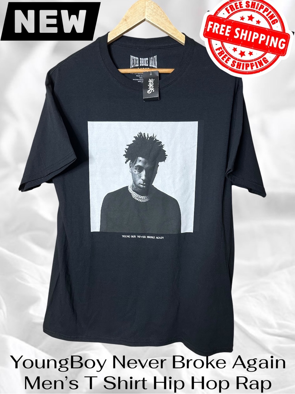 NWT Youngboy Never Broke Again T Shirt Men's Large Hip Hop Rap FREE SHIPPING